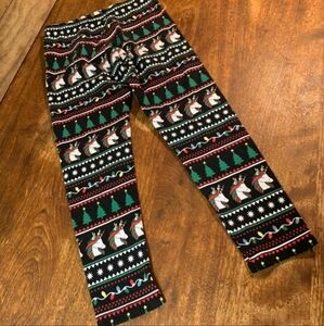 Holiday Time Black Unicorn Christmas Holiday Leggings Girls Large 10-12 EUC